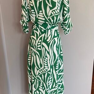 Ba&Sh  Therence Green Graphic Print Wrap Dress